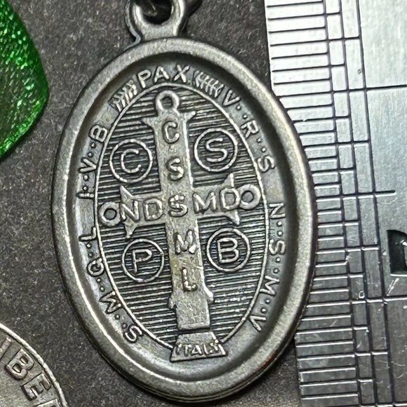 Vintage Set Religious Catholic Medal Pendants Saint St Benedict Charms - Picture 8 of 8